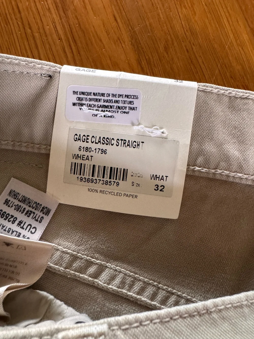 MENS CITIZENS OF HUMANITY GAGE CLASSIC STRAIGHT ITALIAN CANVAS CUT JEANS SIZE 32